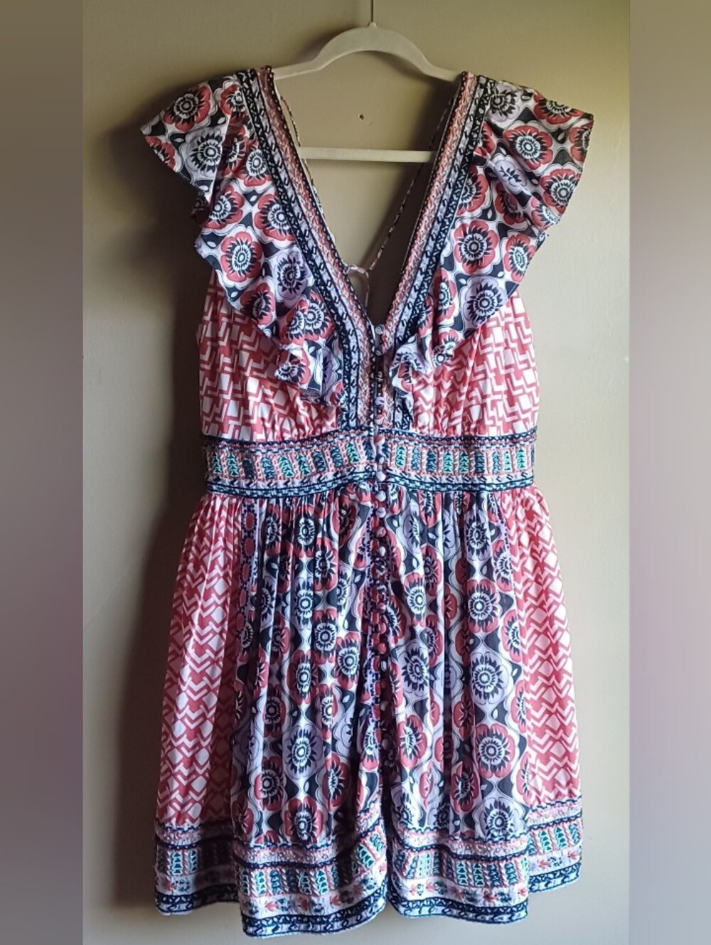 BY ANTHROPOLOGIE flutter Printed Mini Dress In Floral/geometric 16W